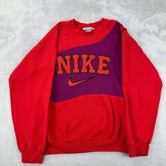 Nike Rework Red/Purple Sweater Men's Size M (Fits a side down) - Picture 1 of 11